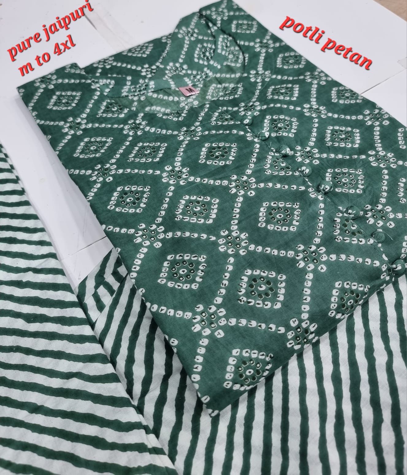 Jaipuri Cotton A Navad Kurti Pant Set