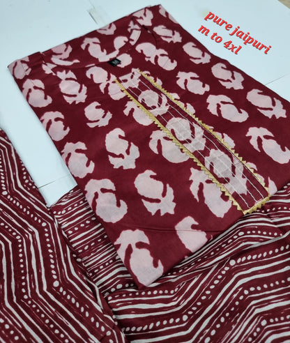 Jaipuri Cotton B Navad Kurti Pant Set