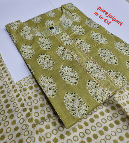 Jaipuri Cotton B Navad Kurti Pant Set