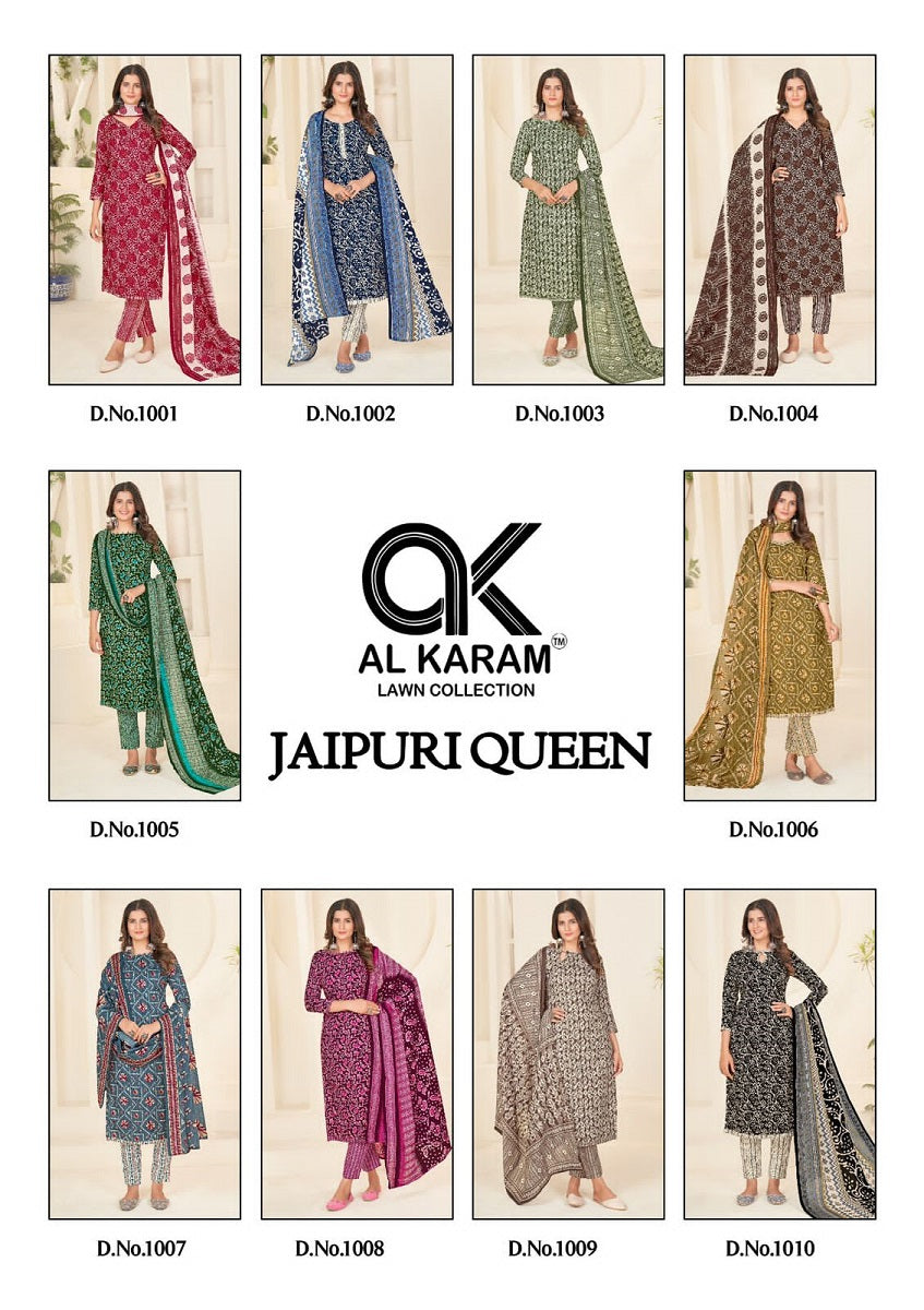 Jaipuri Queen Al Karam Cotton Dress Material