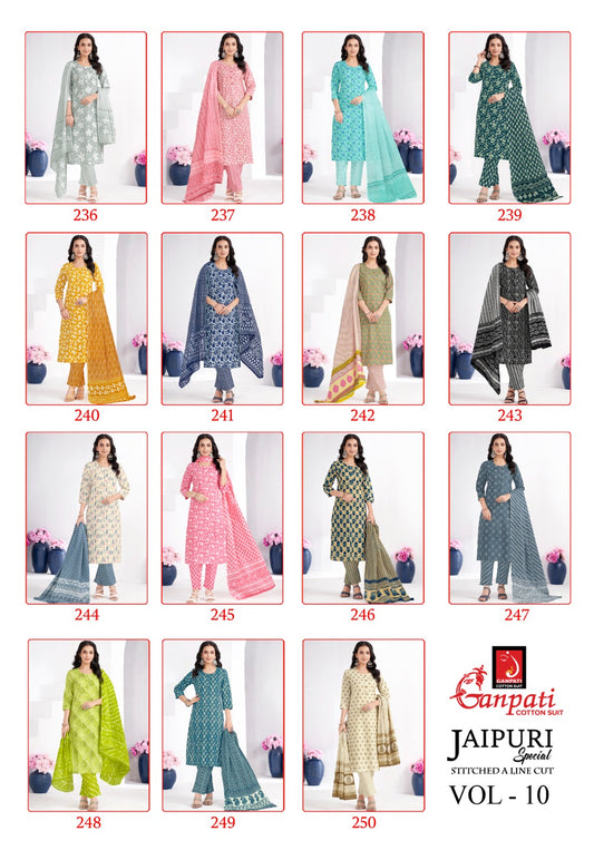 Jaipuri Special Vol 10 Ganpati Cotton Cotton Readymade Pant Style Suits