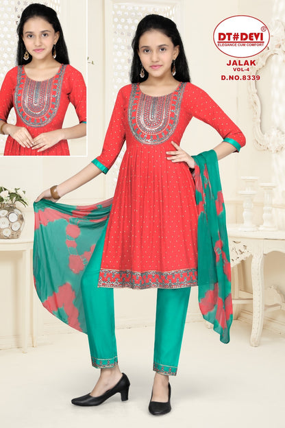 Jalak Vol 4-8339 Dt Devi Rayon Girls Readymade Pant Suits
