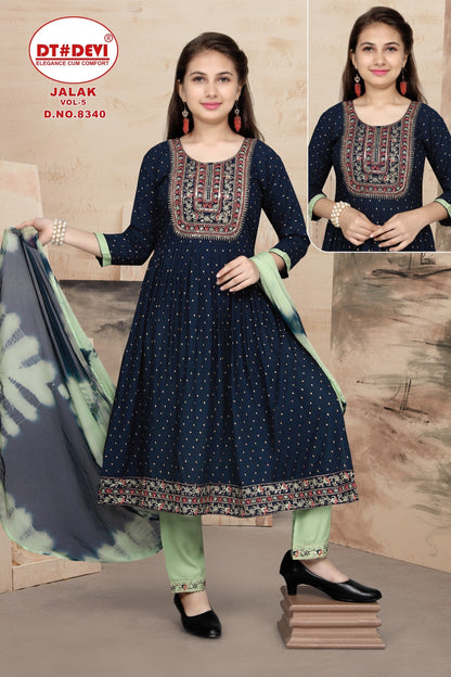 Jalak Vol 5-8340 Dt Devi Rayon Readymade Pant Style Suits