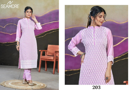 Janki Seamore Chanderi Silk Kurti Pant Set