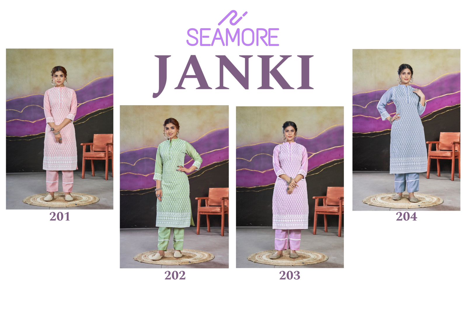 Janki Seamore Chanderi Silk Kurti Pant Set