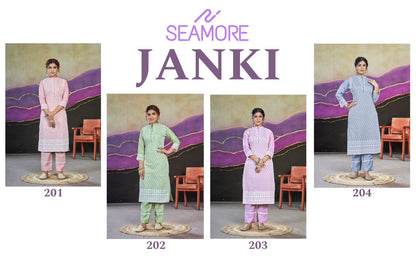 Janki Seamore Chanderi Silk Kurti Pant Set