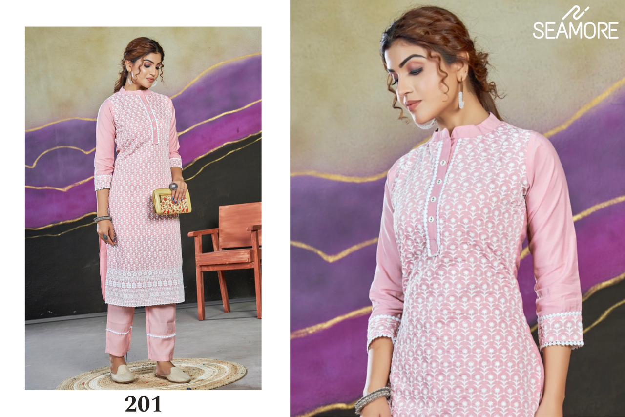Janki Seamore Chanderi Silk Kurti Pant Set