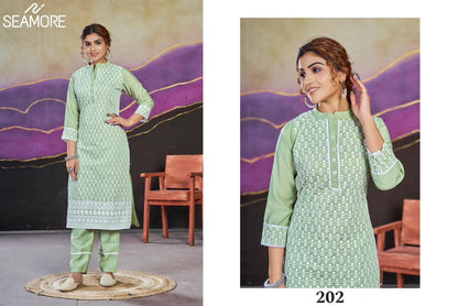 Janki Seamore Chanderi Silk Kurti Pant Set
