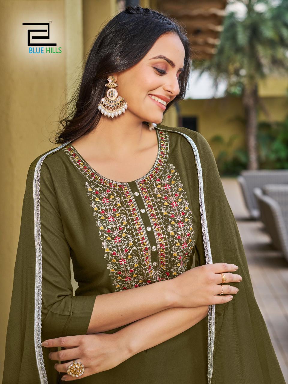 Jannat Blue Hills Rayon 14Kg Readymade Pant Style Suits