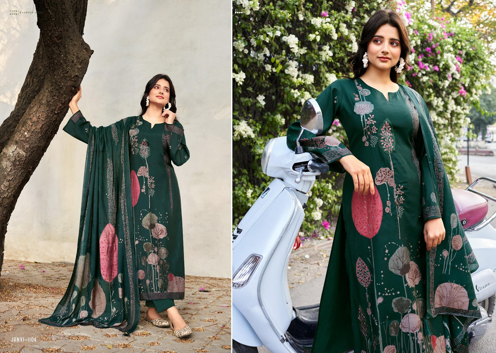 Janvi Mumtaz Arts Viscose Muslin Pant Style Suits