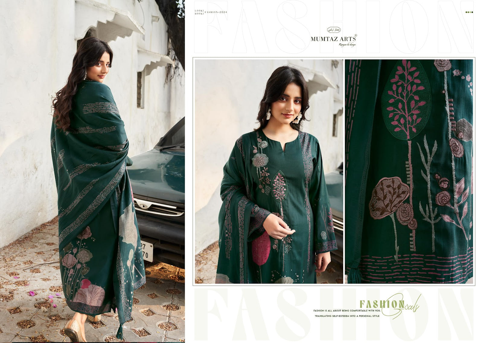Janvi Mumtaz Arts Viscose Muslin Pant Style Suits