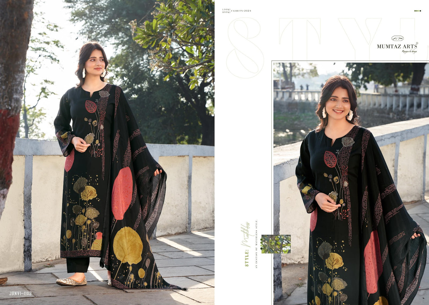Janvi Mumtaz Arts Viscose Muslin Pant Style Suits