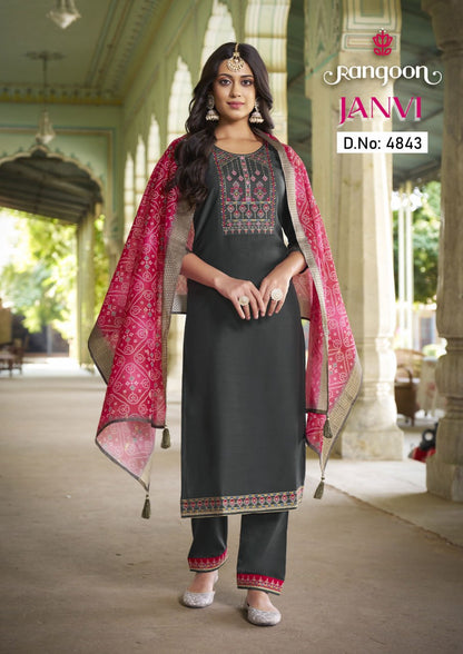 Janvi Rangoon Silk Readymade Pant Style Suits