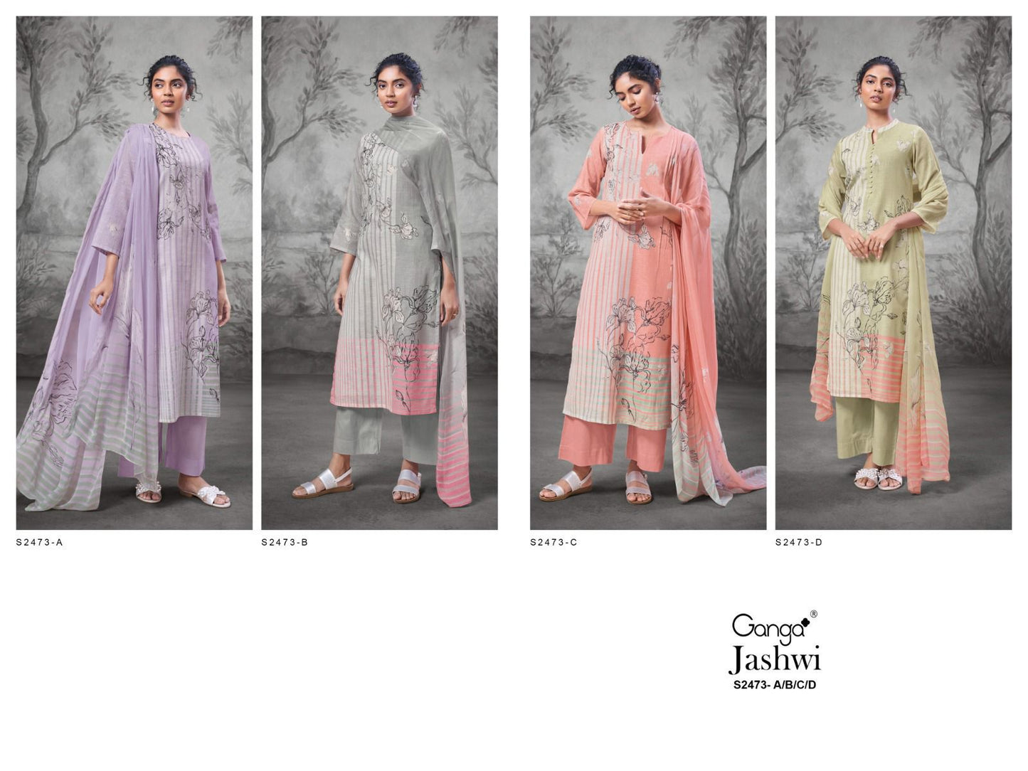 Jashwi 2473 Ganga Cotton Linen Plazzo Style Suits