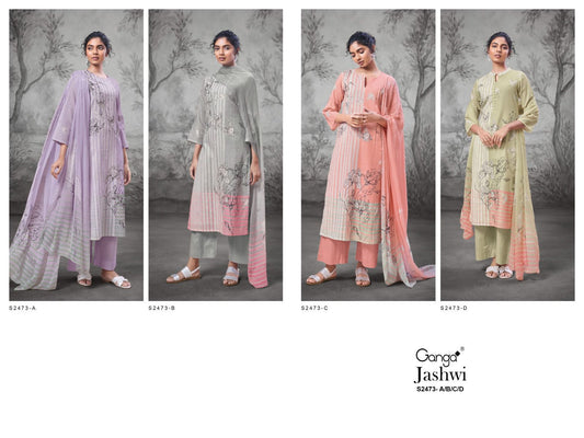 Jashwi 2473 Ganga Cotton Linen Plazzo Style Suits