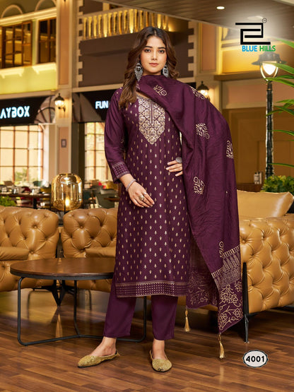 Jasmin 3.0 Bluehills Rayon 14Kg Readymade Pant Style Suits