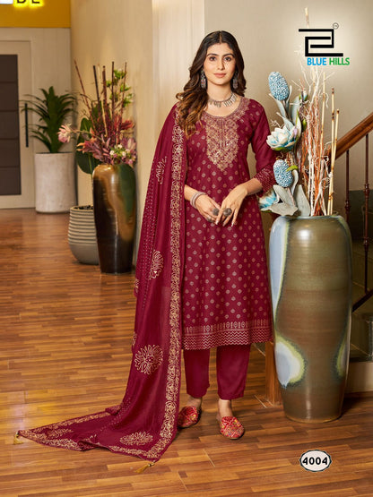 Jasmin 3.0 Bluehills Rayon 14Kg Readymade Pant Style Suits