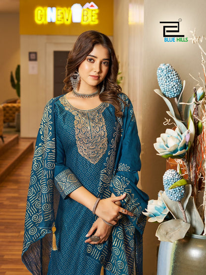 Jasmin 3.0 Bluehills Rayon 14Kg Readymade Pant Style Suits