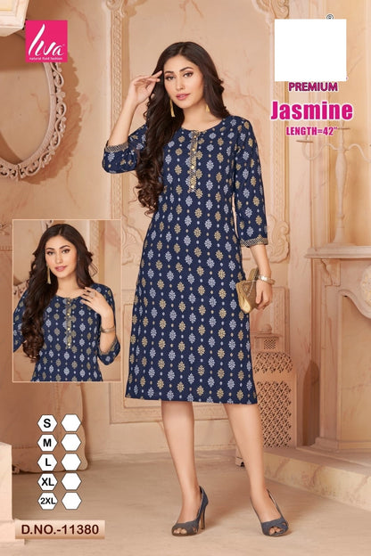 Jasmine-A Zoya Rayon Knee Length Kurtis