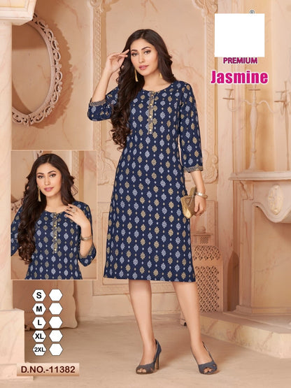 Jasmine-A Zoya Rayon Knee Length Kurtis