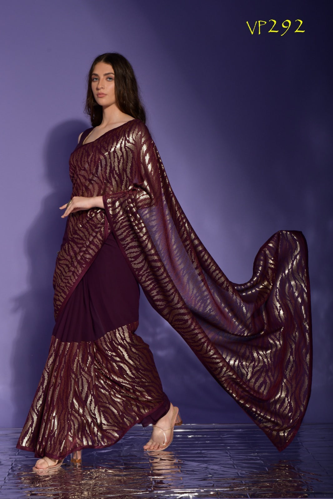 Jeet Fashion Berry Georgette Sarees