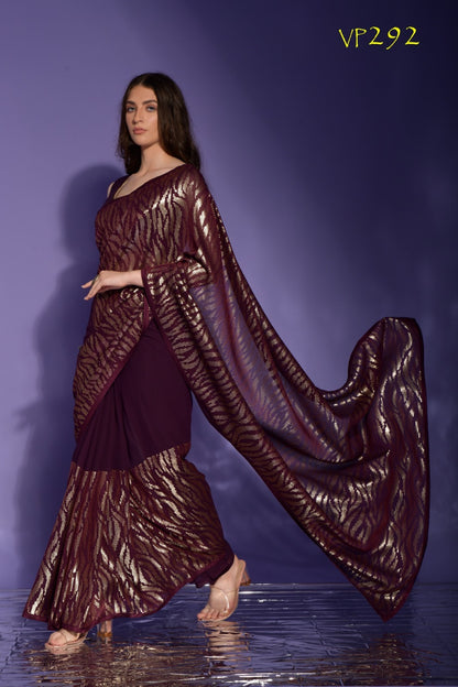 Jeet Fashion Berry Georgette Sarees
