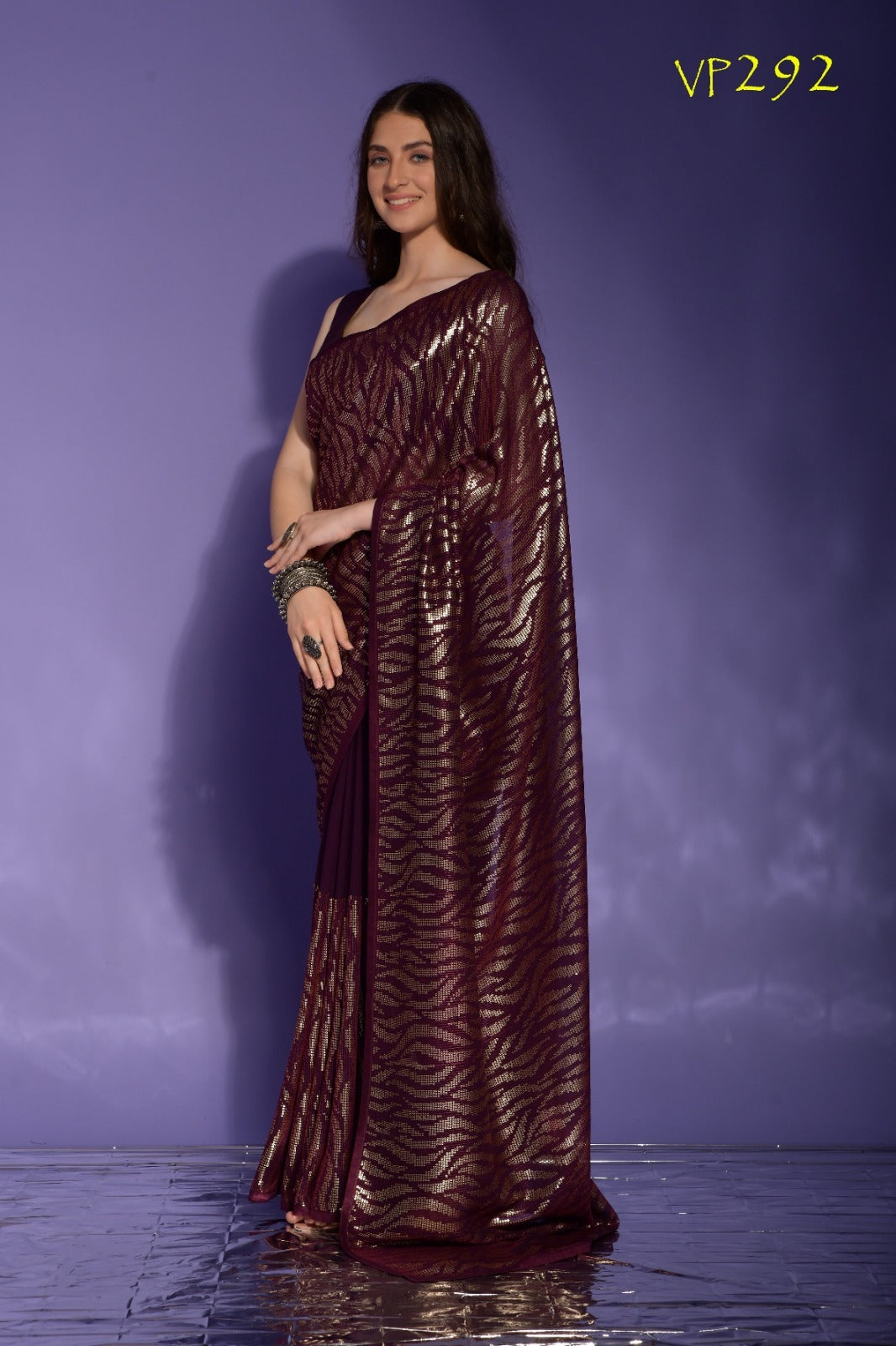 Jeet Fashion Berry Georgette Sarees