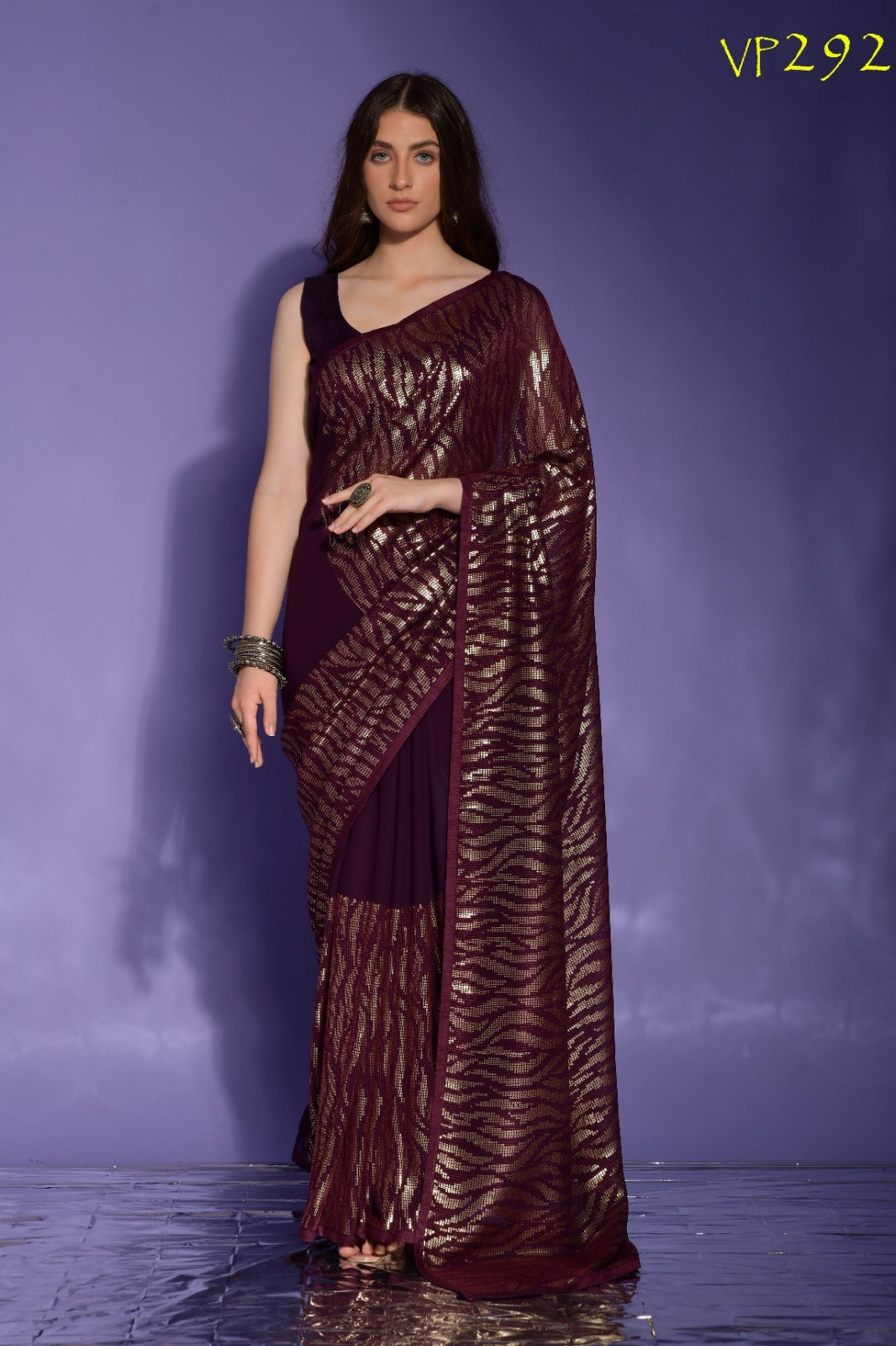 Jeet Fashion Berry Georgette Sarees