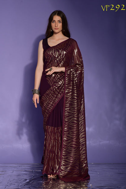 Jeet Fashion Berry Georgette Sarees