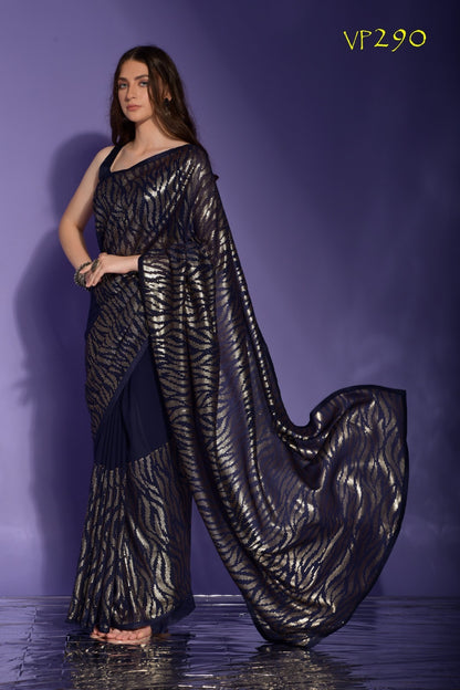 Jeet Fashion Berry Georgette Sarees