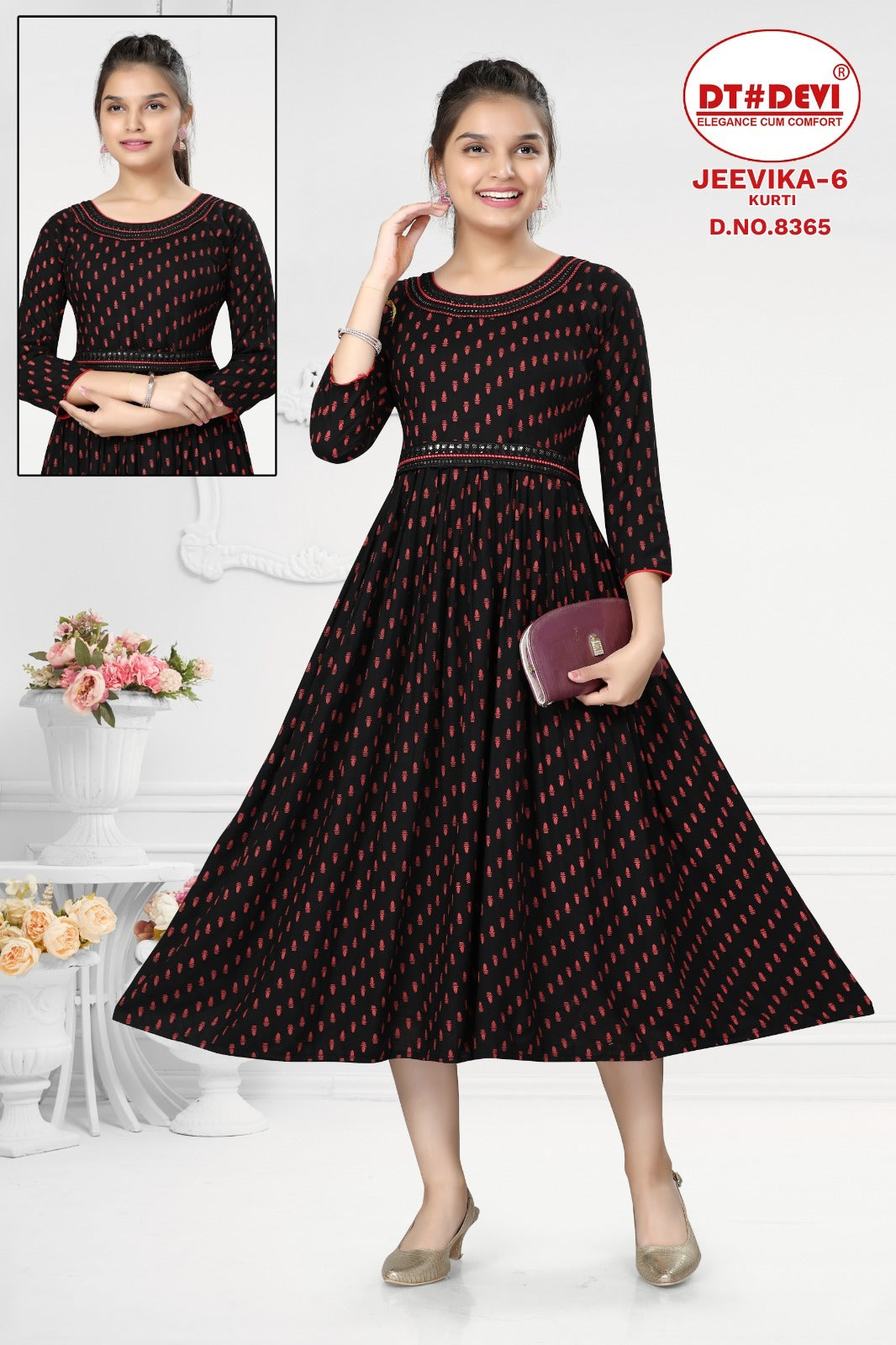 Jeevika-6-8365 Dt Devi Reyon Girls Anarkali Kurti