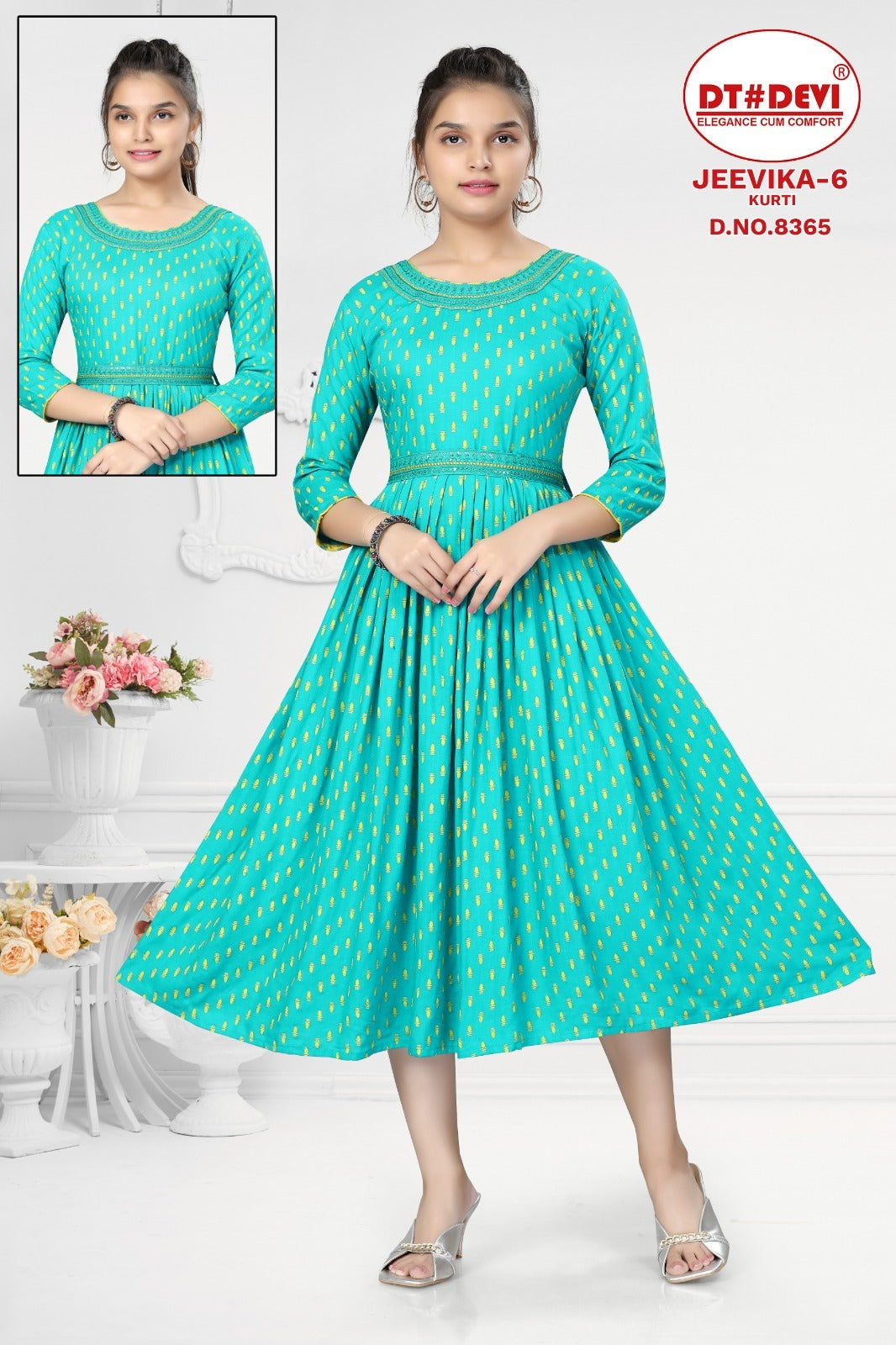 Jeevika-6-8365 Dt Devi Reyon Girls Anarkali Kurti
