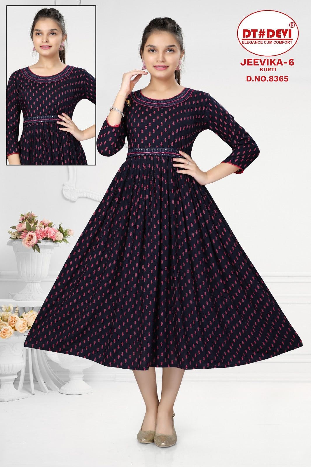 Jeevika-6-8365 Dt Devi Reyon Girls Anarkali Kurti