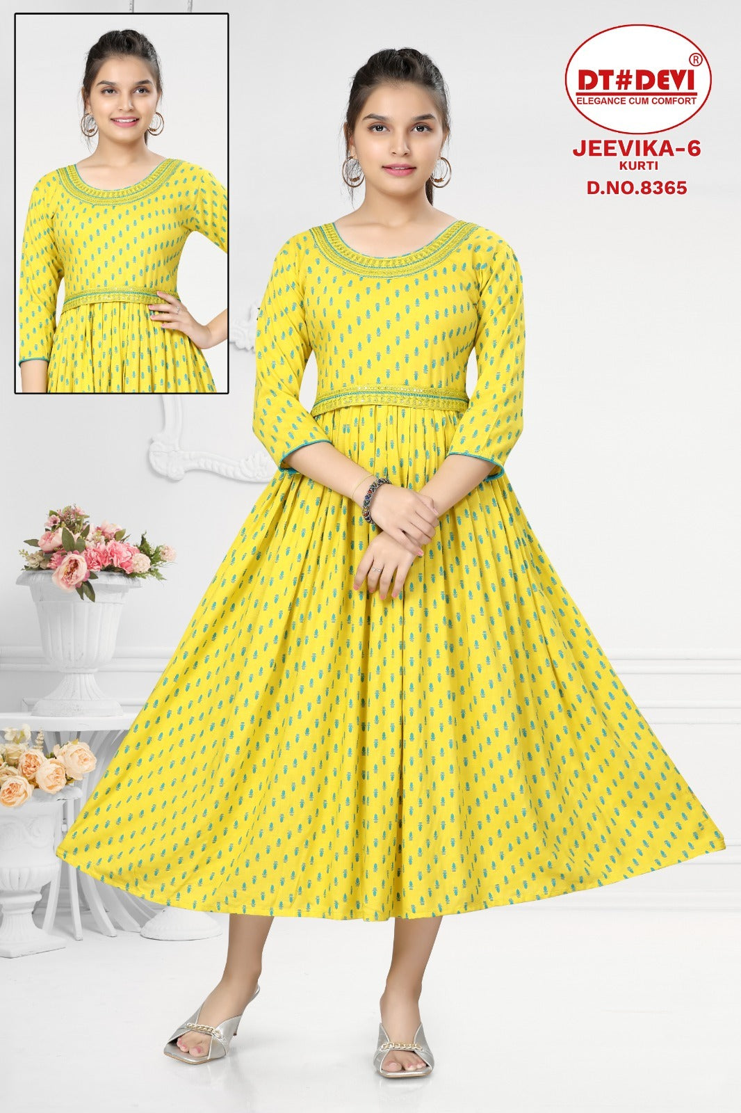 Jeevika-6-8365 Dt Devi Reyon Girls Anarkali Kurti