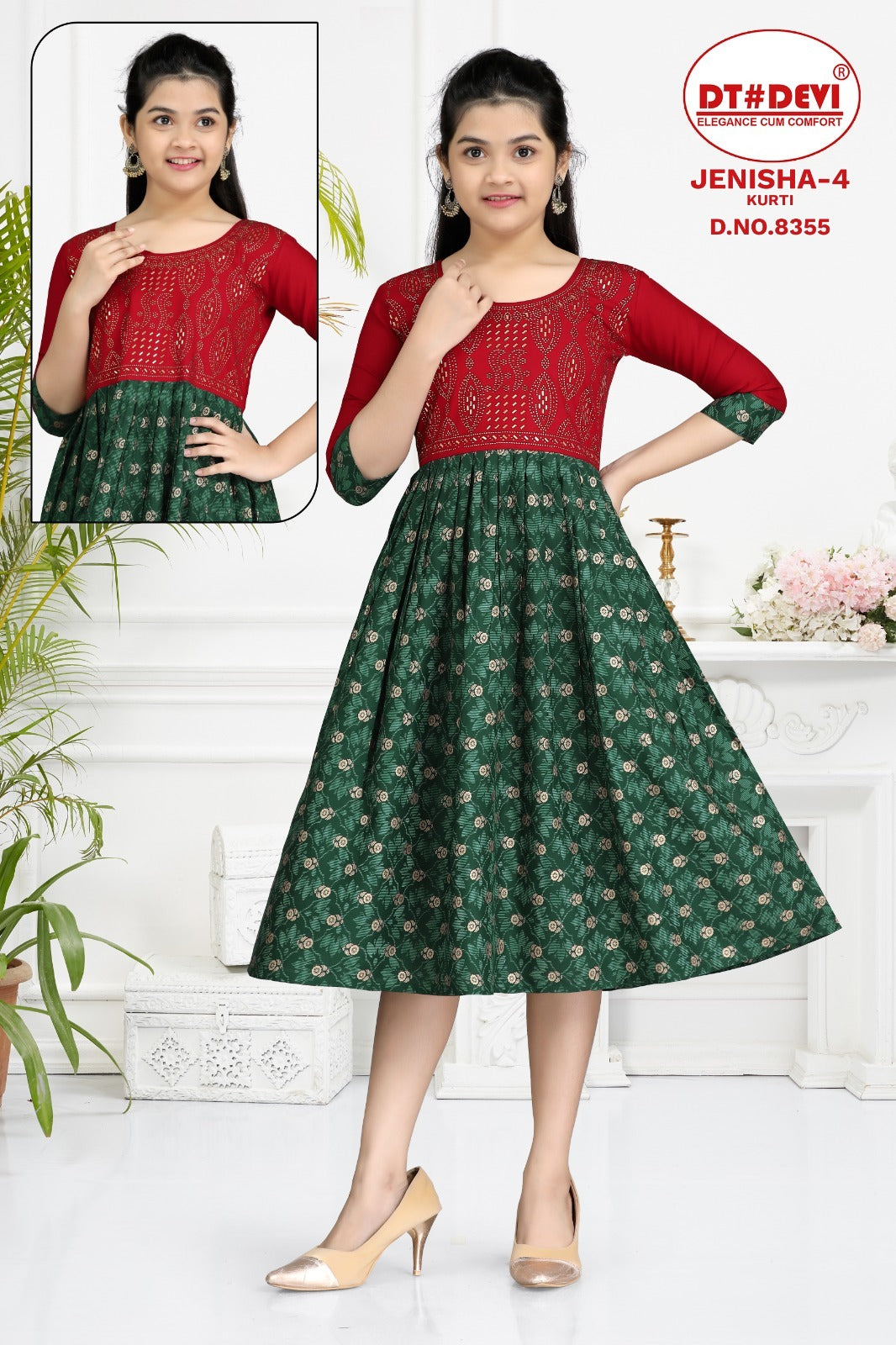 Jenisha-4-8355 Dt Devi Reyon Girls Anarkali Kurti