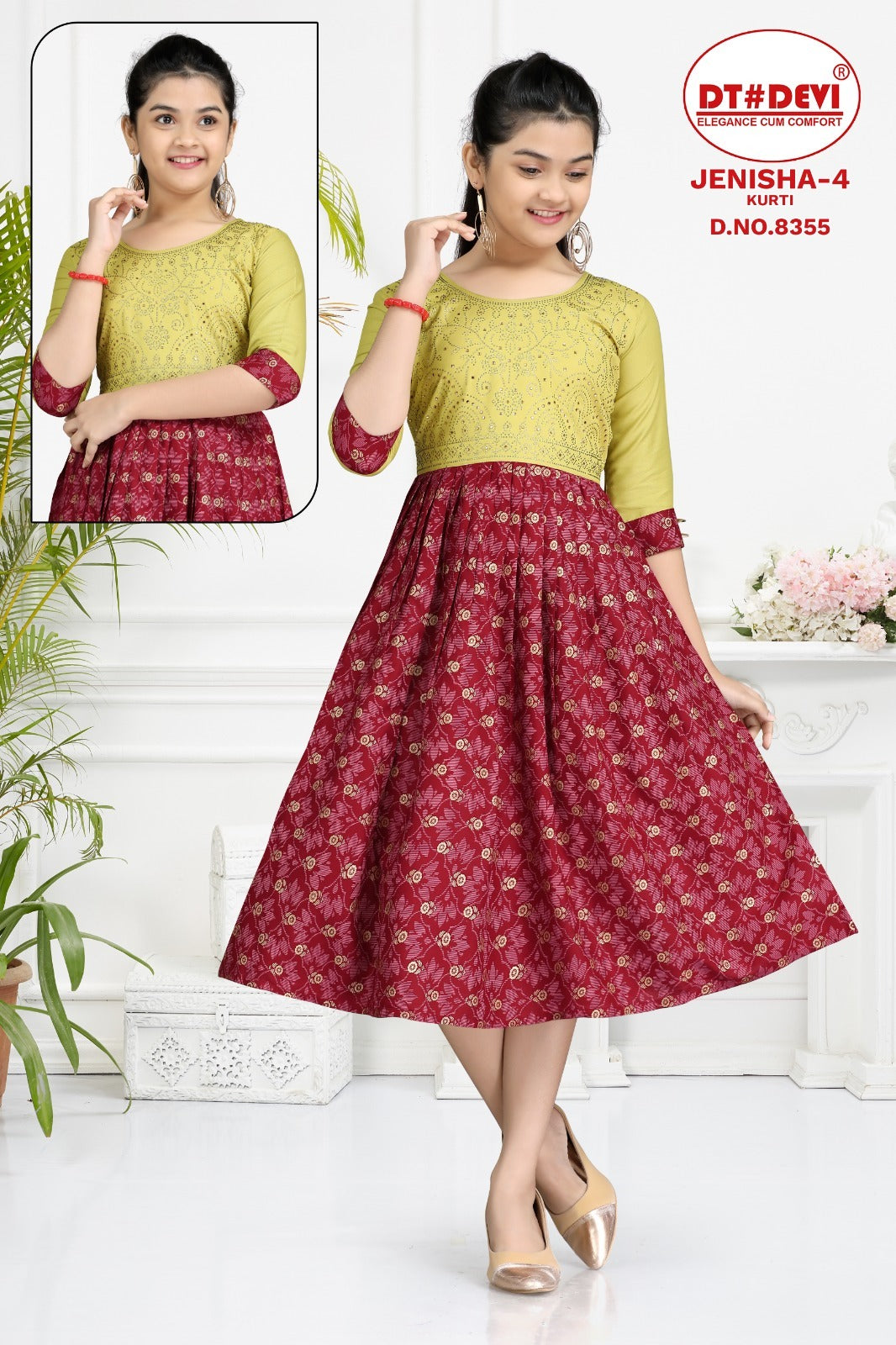 Jenisha-4-8355 Dt Devi Reyon Girls Anarkali Kurti