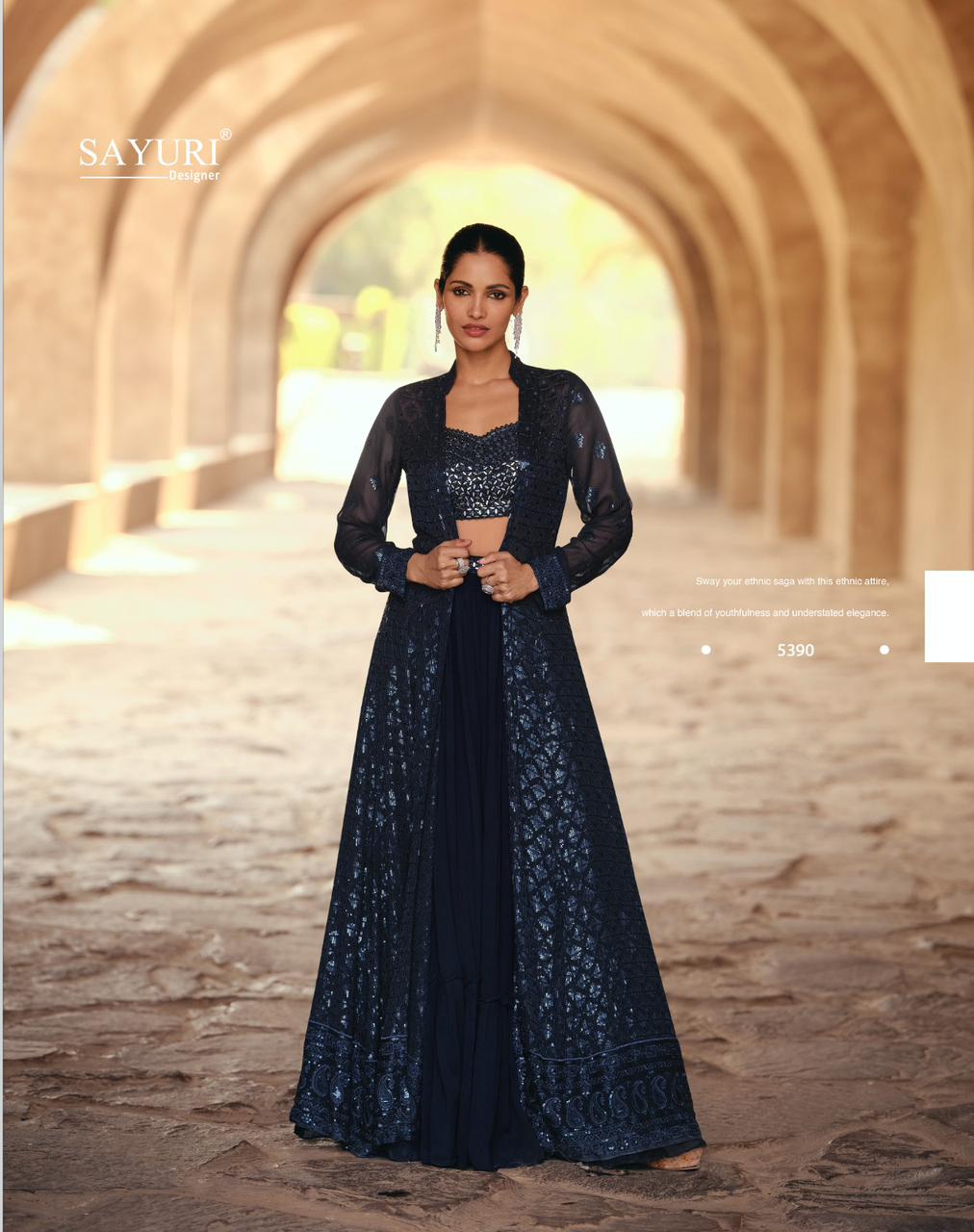 Jewel Sayuri Georgette Crop Top Skirt Jacket
