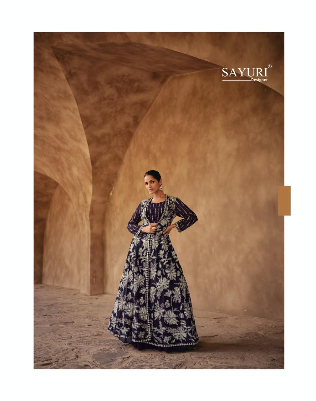 Jewel Sayuri Georgette Crop Top Skirt Jacket