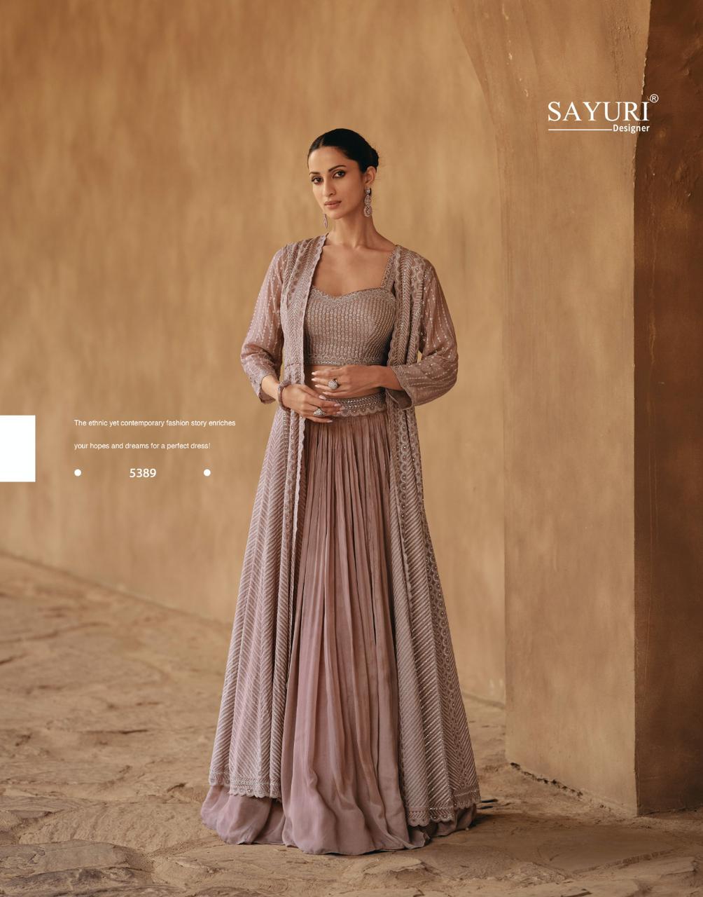 Jewel Sayuri Georgette Crop Top Skirt Jacket