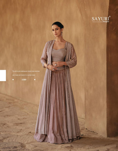 Jewel Sayuri Georgette Crop Top Skirt Jacket