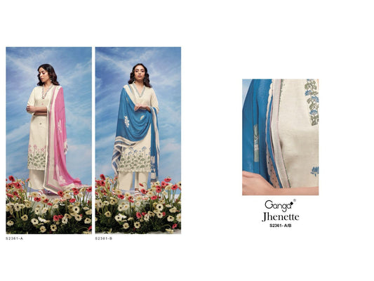 Jhenette-2361 Ganga Woven Linen Plazzo Style Suits