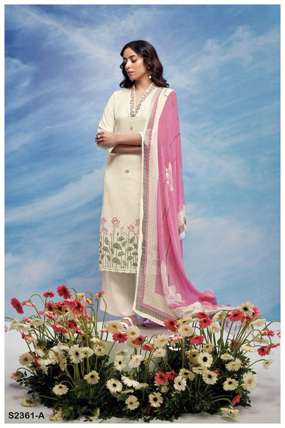 Jhenette-2361 Ganga Woven Linen Plazzo Style Suits
