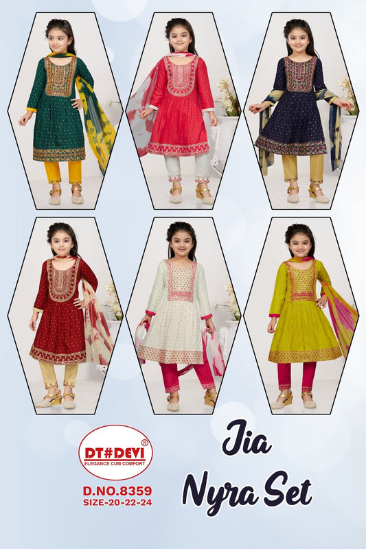 Jia-8359 Dt Devi Rayon Girls Readymade Pant Suits