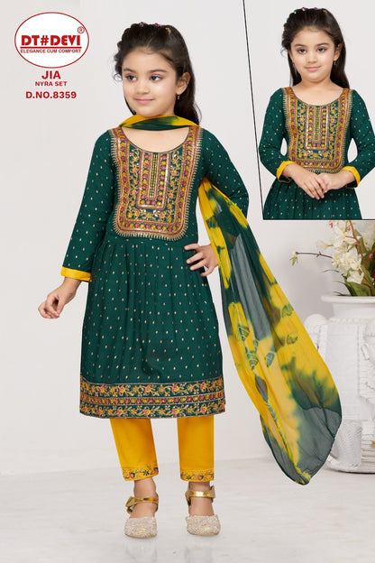 Jia-8359 Dt Devi Rayon Girls Readymade Pant Suits