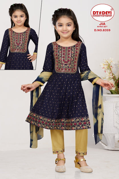 Jia-8359 Dt Devi Rayon Girls Readymade Pant Suits
