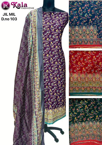 Jil Mil Kala Fashion Muslin Salwar Suits