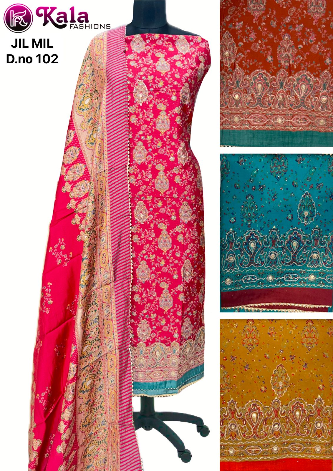 Jil Mil Kala Fashion Muslin Salwar Suits