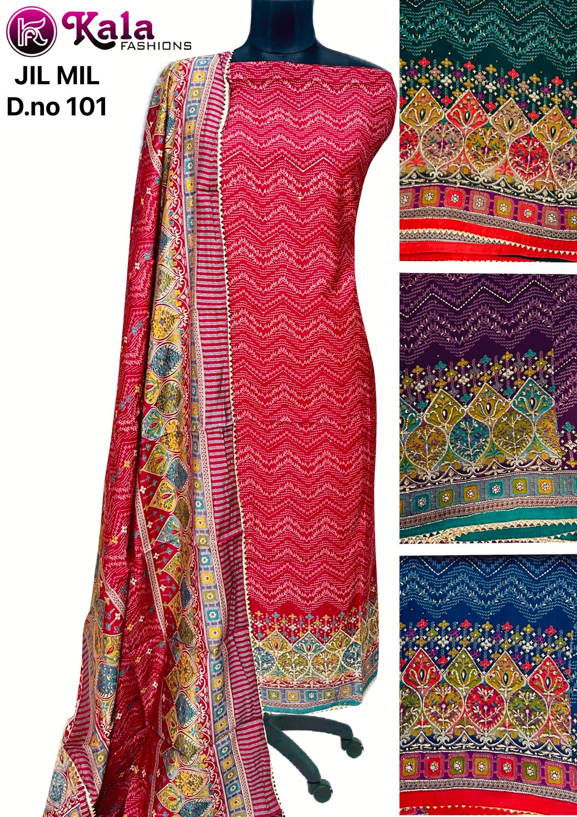 Jil Mil Kala Fashion Muslin Salwar Suits