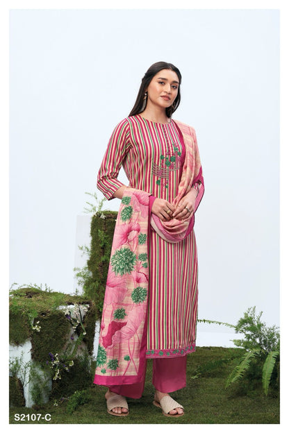 Jill 2107 Ganga Cotton Silk Plazzo Style Suits