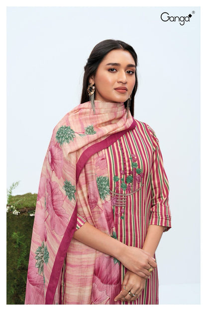 Jill 2107 Ganga Cotton Silk Plazzo Style Suits